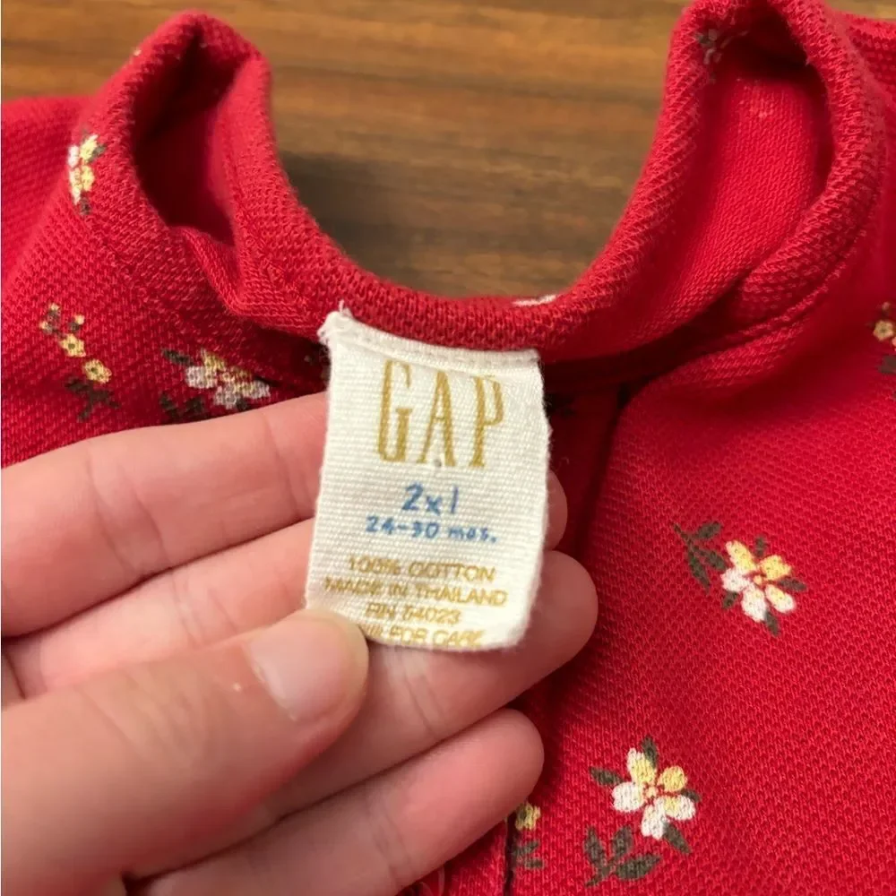 Baby Gap vintage red floral long sleeve jumpsuit romper